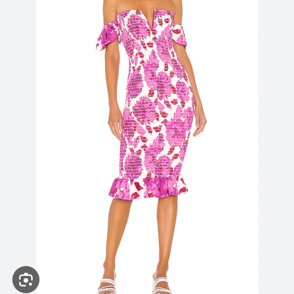 Bardot Midi Dress in Cassis Floral, Size 6